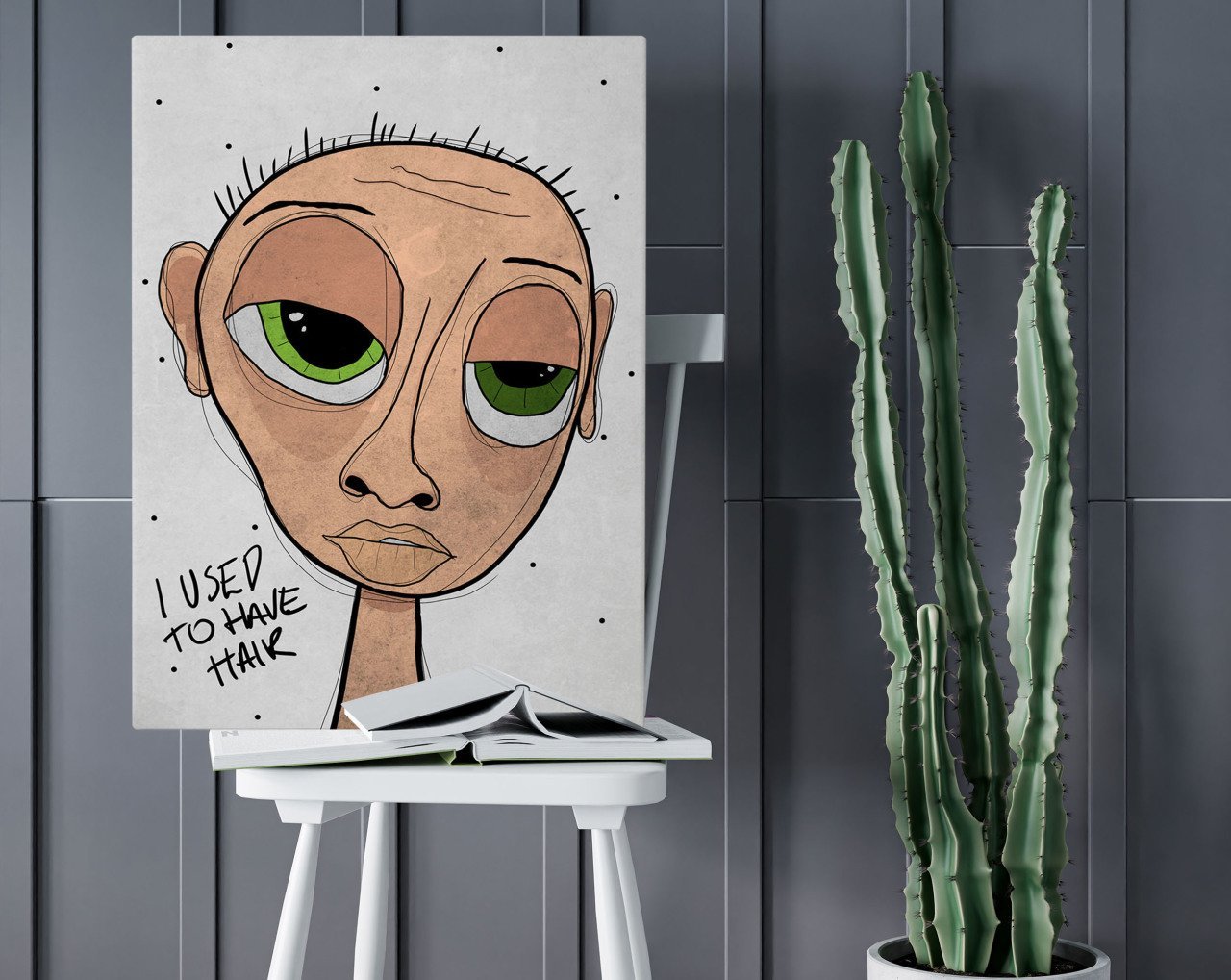 BK Home The Lazy People Collection Bald Guy Tasarımlı Kanvas Tablo 50x70cm-1