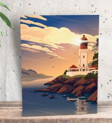 BK Gift Deniz Feneri Tasarımlı Dekoratif Mini Kanvas Tablo 15x20cm-1