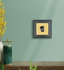 BK Gift Coffee Tasarımlı Ahşap Çerçeveli Taş Duvar Dekoru-1