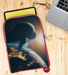 BK Gift Dünya Tasarımlı Taşınabilir Koruyucu Tablet Kılıfı & Organizer Çanta - Pembe-1