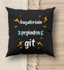 BK Gift Hayat Mottosu Tasarımlı Premium Kumaş Siyah Kırlent Yastık, Ev Hediyesi, Ev Dekorasyonu, Dekoratif Hediye-4