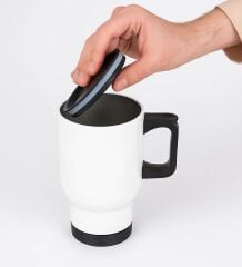 BK Gift Coffee Tasarımlı Kulplu Beyaz Çelik Bardak Termos Mug 450ml-8, Sevgiliye Hediye, Arkadaşa Hediye, Eşe Hediye