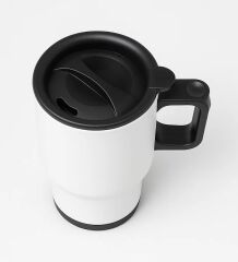 BK Gift Coffee Tasarımlı Kulplu Beyaz Çelik Bardak Termos Mug 450ml-8, Sevgiliye Hediye, Arkadaşa Hediye, Eşe Hediye
