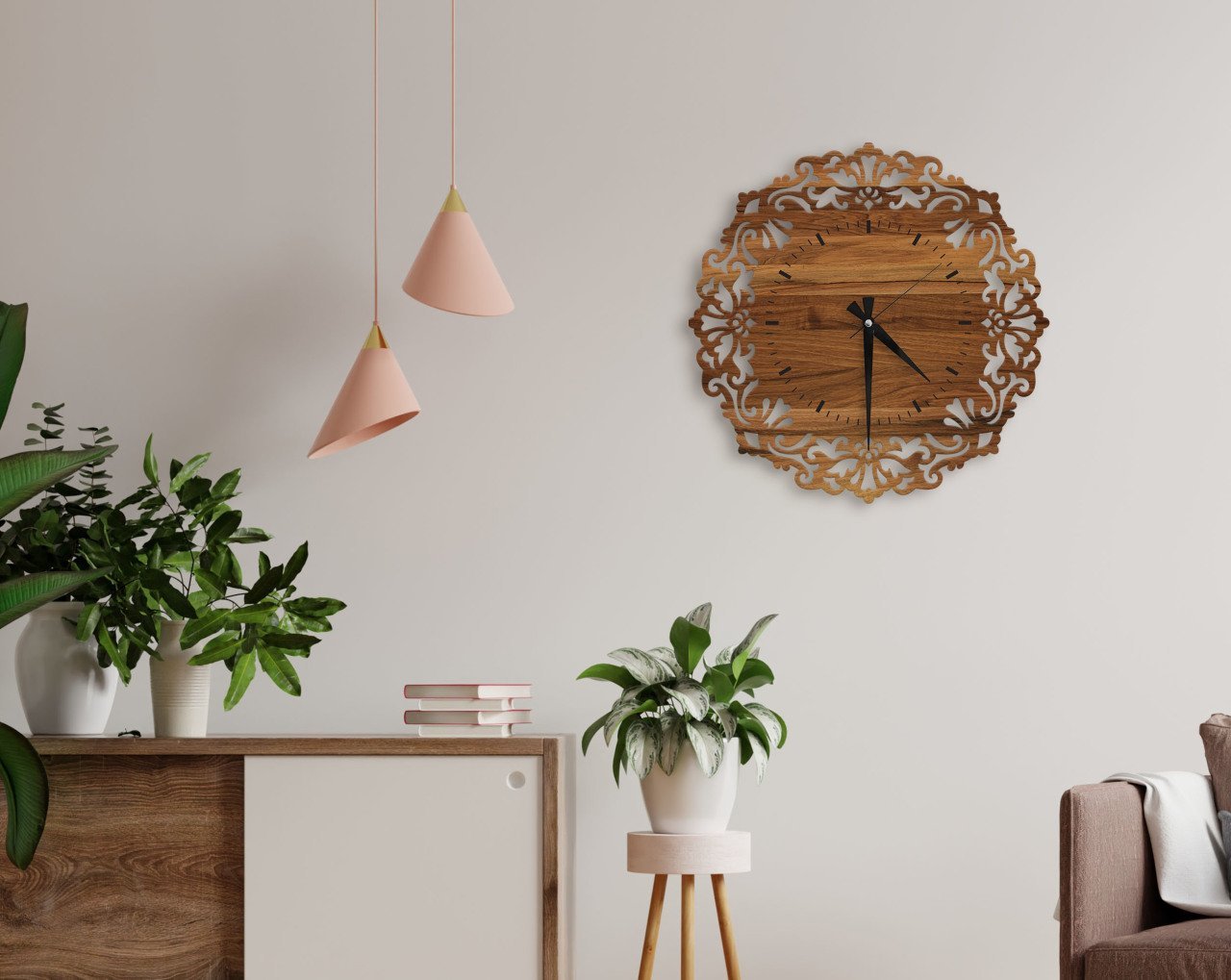 BK Home Dekoratif 45cm Ahşap Duvar Saati-40