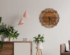 BK Home Dekoratif 45cm Ahşap Duvar Saati-40