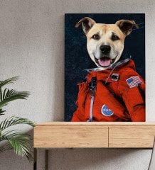 Evcil Dostlara Özel Astronot Tasarımlı Portre Kanvas Tablo 30x50cm-1