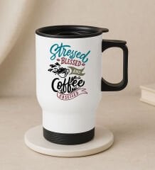 BK Gift Coffee Tasarımlı Kulplu Beyaz Çelik Bardak Termos Mug 450ml-8, Sevgiliye Hediye, Arkadaşa Hediye, Eşe Hediye