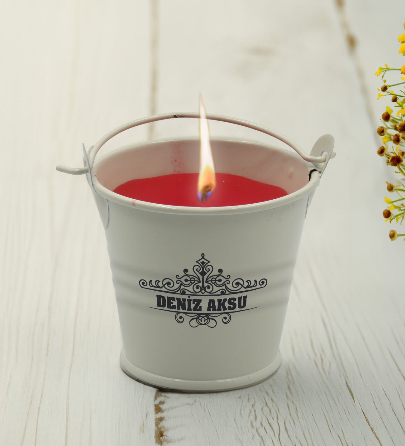 BK Gift Kişiye Özel İsimli Mini Metal Kovada Kokulu Mum-4, Sevgiliye Hediye, Arkadaşa Hediye