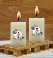 BK Gift Kişiye Özel İsimli Fotoğraflı 2’li DTF Dikdörtgen Blok Mum Seti-1, Sevgiliye Hediye, Doğum Günü Hediyesi, Ev Hediyesi