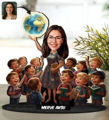 BK Gift Kişiye Özel Kadın Öğretmen Tasarımlı Karikatür Biblo -6, Öğretmene Hediye, Öğretmenler Günü Hediyesi