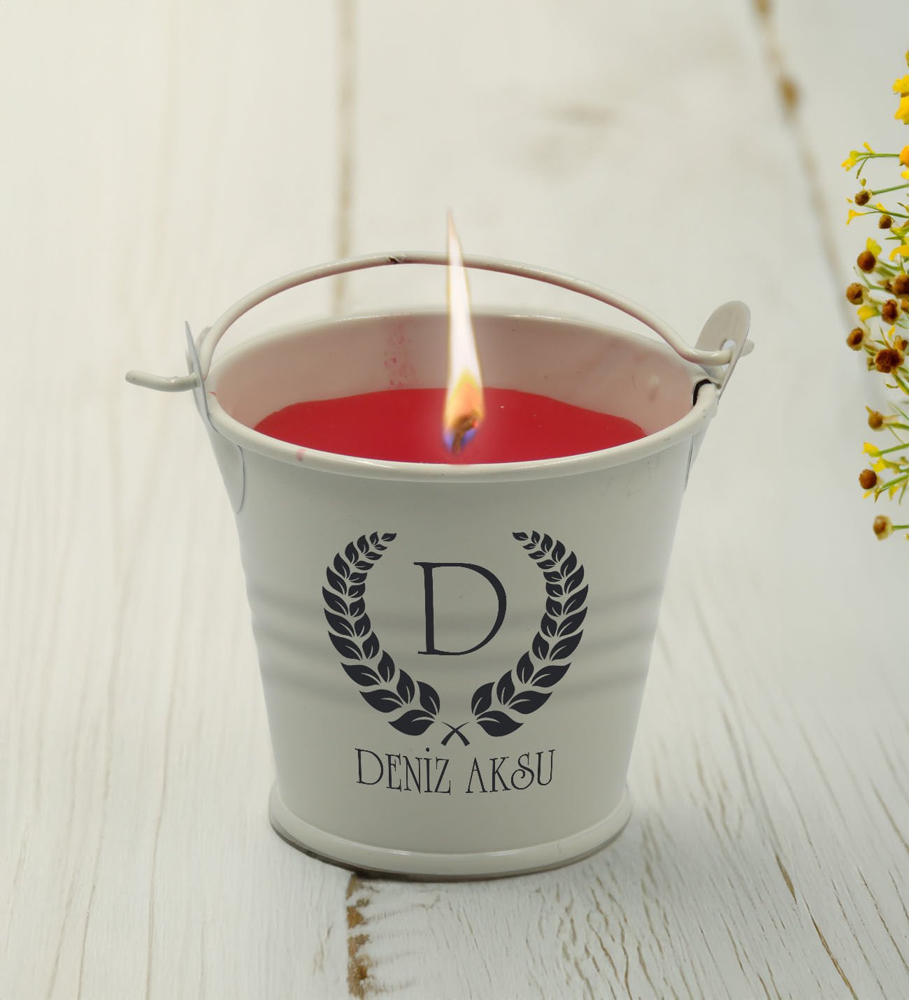 BK Gift Kişiye Özel Baş Harfli İsimli Mini Metal Kovada Kokulu Mum-5, Sevgiliye Hediye, Arkadaşa Hediye