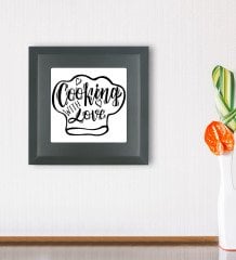 BK Gift Cooking With Love Tasarımlı Ahşap Çerçeveli Taş Duvar Dekoru-1