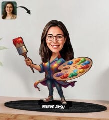 BK Gift Kişiye Özel Kadın Öğretmen Tasarımlı Karikatür Biblo -7, Öğretmene Hediye, Öğretmenler Günü Hediyesi