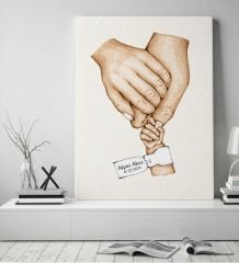 BK Gift Kişiye Özel El Ele Tutuşan Aile Tasarımlı Renkli Kanvas Tablo-6 50x70, Anneye Hediye, Aile Hediyesi