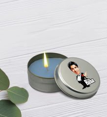 BK Gift Kişiye Özel DTF The Baba Karikatürlü Cam Kahve Fincanı & Türk Kahvesi & Gümüş Metal Kutuda Mum Hediye Seti-2, Babaya Hediye, Babalar Günü Hediyeleri