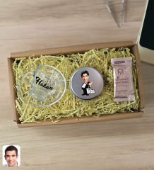 BK Gift Kişiye Özel DTF The Baba Karikatürlü Cam Kahve Fincanı & Türk Kahvesi & Gümüş Metal Kutuda Mum Hediye Seti-2, Babaya Hediye, Babalar Günü Hediyeleri