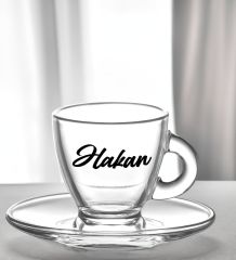 BK Gift Kişiye Özel DTF The Baba Karikatürlü Cam Kahve Fincanı & Türk Kahvesi & Gümüş Metal Kutuda Mum Hediye Seti-2, Babaya Hediye, Babalar Günü Hediyeleri