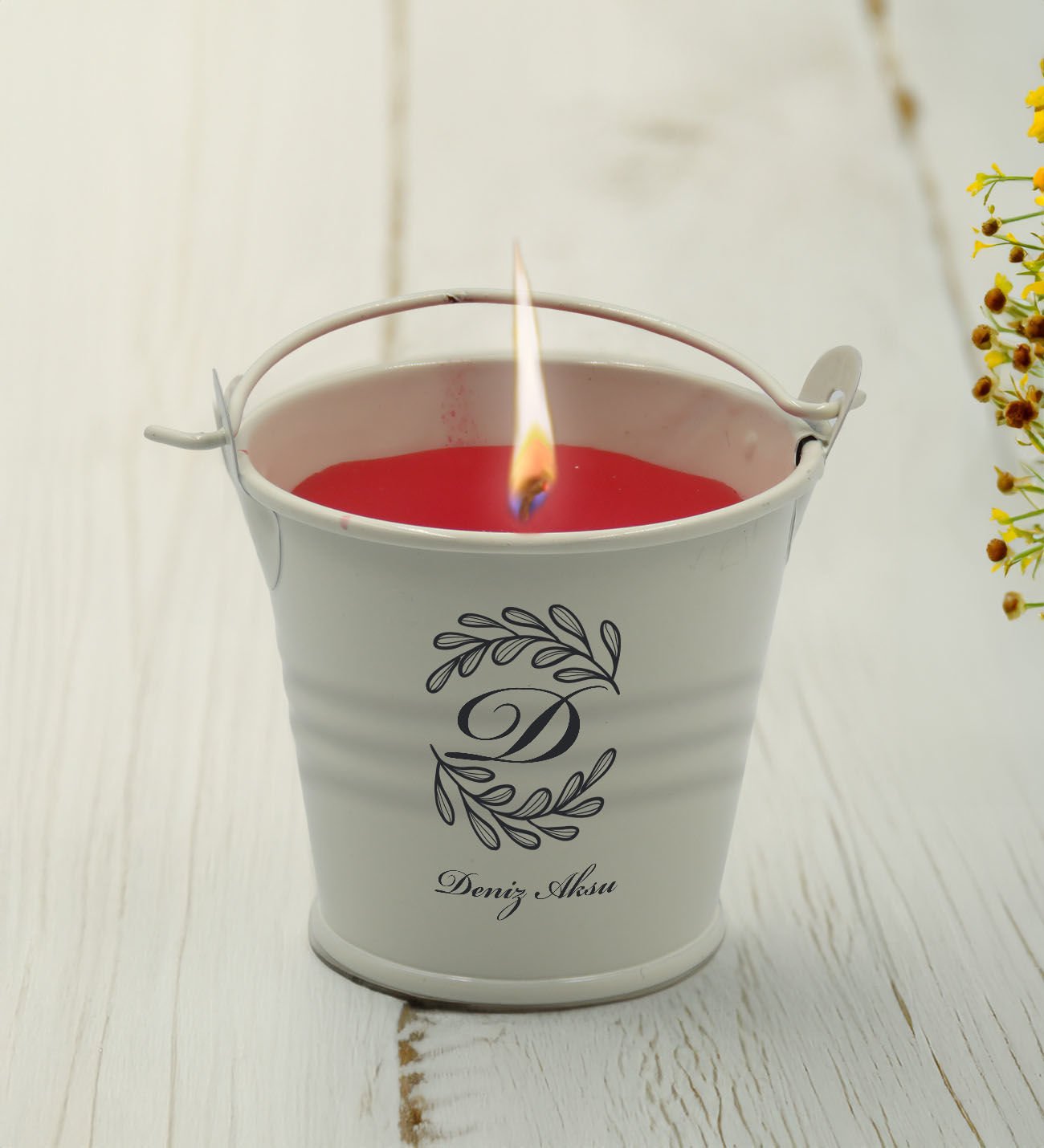 BK Gift Kişiye Özel Baş Harfli İsimli Mini Metal Kovada Kokulu Mum-7, Sevgiliye Hediye, Arkadaşa Hediye
