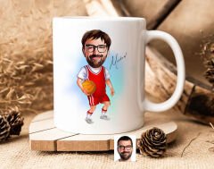 Bk Gift Kişiye Özel Erkek Basketbolcu Karikatürlü Beyaz Kupa Bardak-5, Sevgiliye Hediye, Arkadaşa Hediye