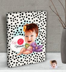 Kişiye Özel Bebek Yaş Karikatürlü Dekoratif Mini Kanvas Tablo 15x20cm-2