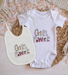 BK Kids Fun Tasarımlı Bebek Body Zıbın ve Mama Önlüğü Hediye Seti - Model 1