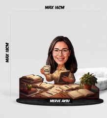 BK Gift Kişiye Özel Kadın Öğretmen Tasarımlı Karikatür Biblo -9, Öğretmene Hediye, Öğretmenler Günü Hediyesi