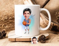 Bk Gift Kişiye Özel Erkek Basketbolcu Karikatürlü Beyaz Kupa Bardak-6, Sevgiliye Hediye, Arkadaşa Hediye