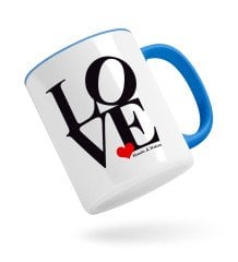 Kişiye Özel Love Tasarımlı Mavi Kupa Bardak-1