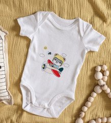 BK Kids Sevimli Pilot Tasarımlı Bebek Body Zıbın - Model 1