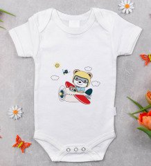 BK Kids Sevimli Pilot Tasarımlı Bebek Body Zıbın - Model 1