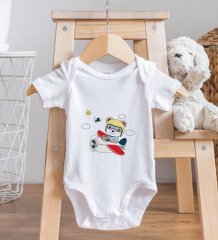 BK Kids Sevimli Pilot Tasarımlı Bebek Body Zıbın - Model 1