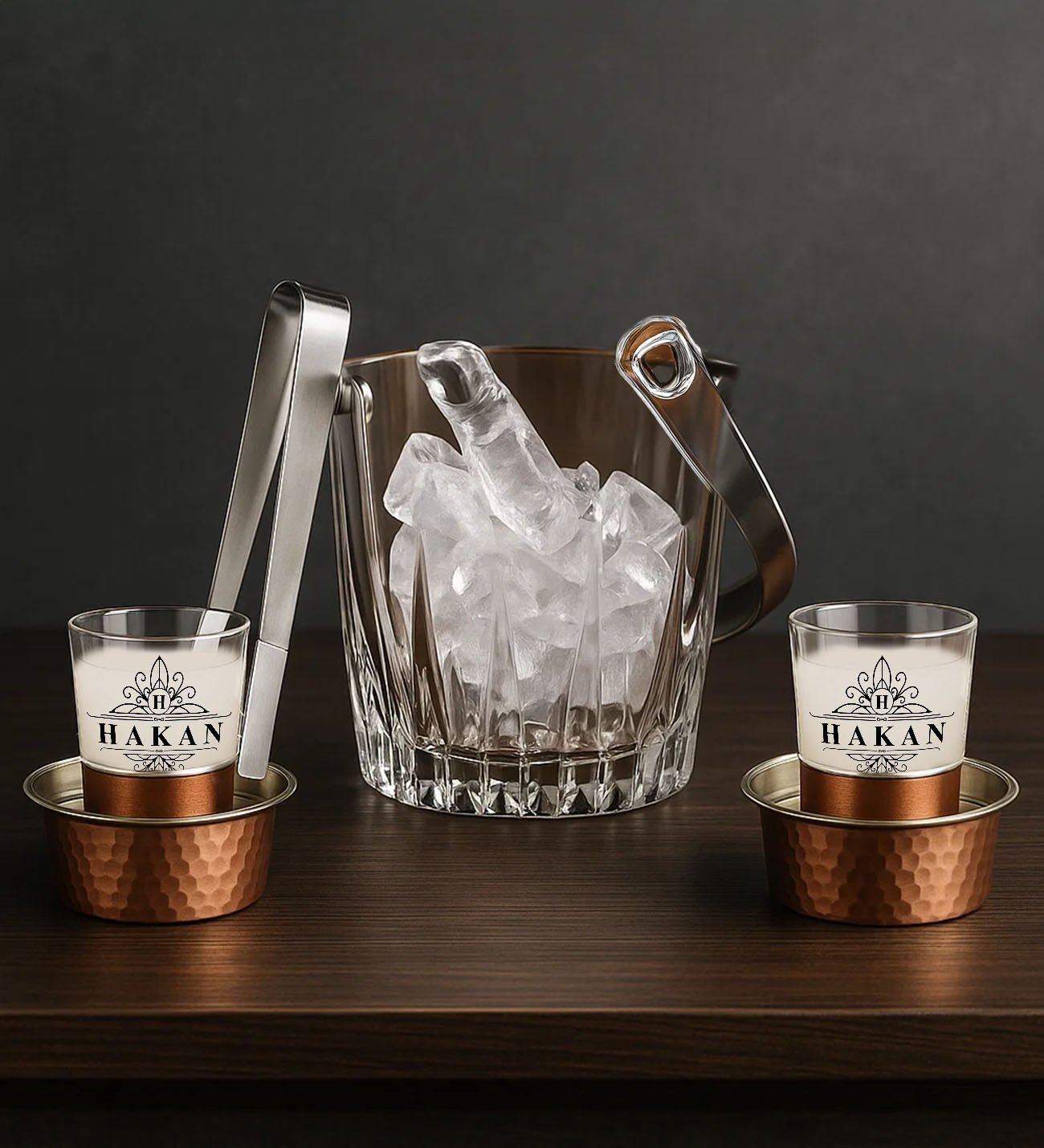 BK Gift Kişiye Özel 6 Parça Ehlikeyf Rakı Seti ve Buz Kovası Hediyelik Takımı-1, Doğum Günü Hediyesi, Babaya Hediye, Erkeğe Hediye