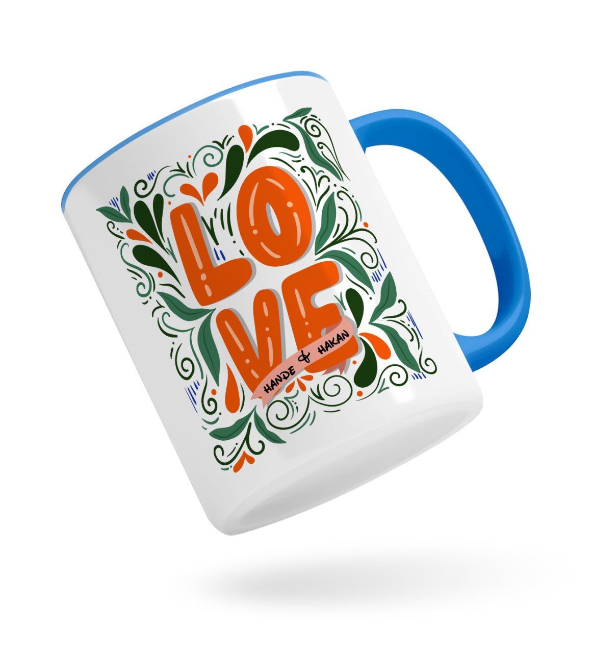 Kişiye Özel Love Tasarımlı Mavi Kupa Bardak-2