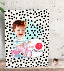 Kişiye Özel Bebek Yaş Karikatürlü Dekoratif Mini Kanvas Tablo 15x20cm-4