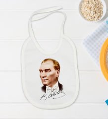 BK Kids Atatürk Temalı Beyaz Bebek Body Zıbın ve Mama Önlüğü Hediye Seti-15