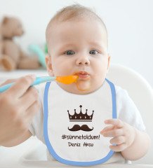 BK Kids Kişiye Özel Sünnet Oldum Tasarımlı Mavi Bebek Body Zıbın ve Mama Önlüğü Hediye Seti