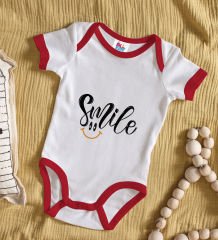 BK Kids Smile Tasarımlı Kırmızı Bebek Body Zıbın-2