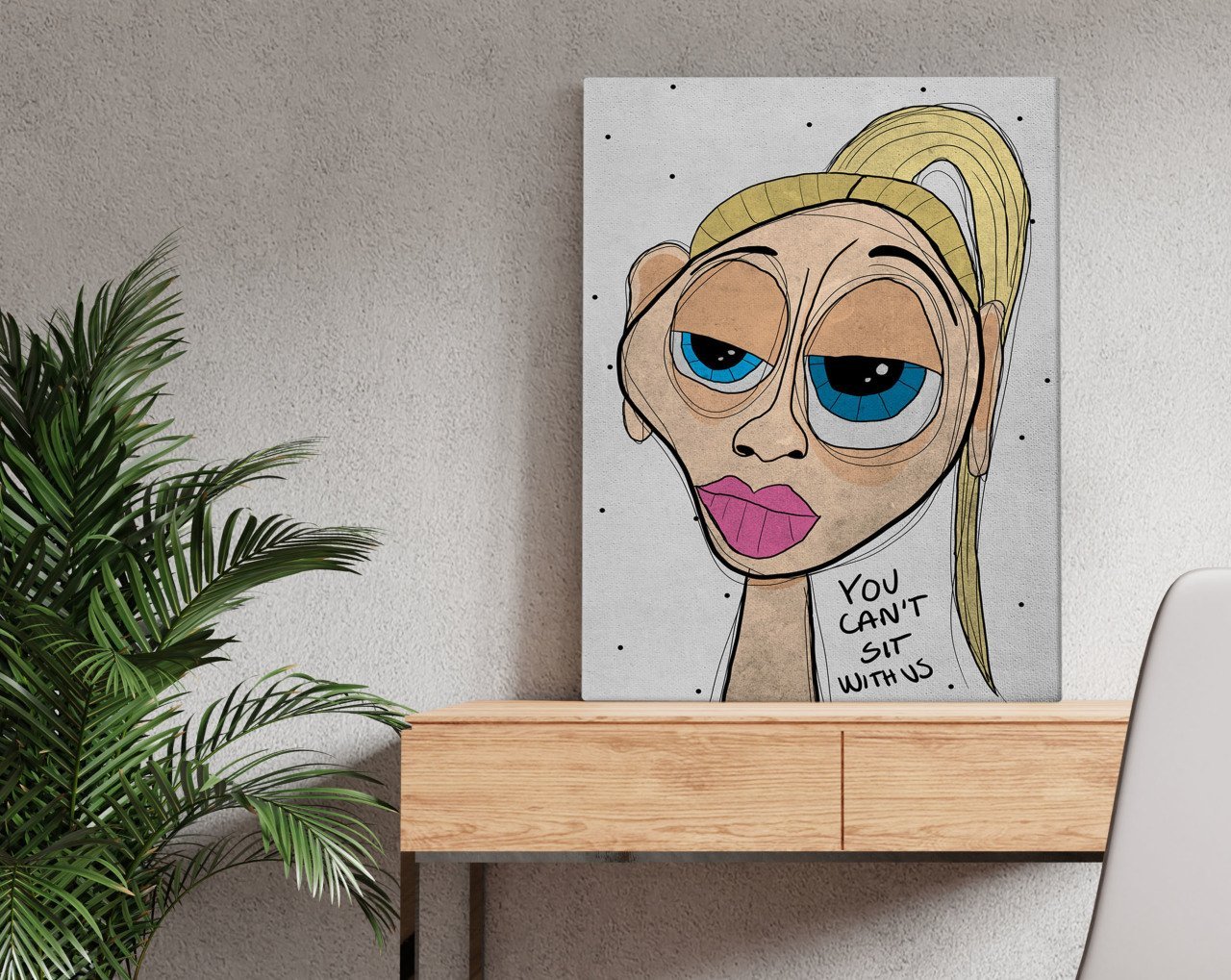 BK Home The Lazy People Collection Mean Girl Tasarımlı Kanvas Tablo 50x70cm-1
