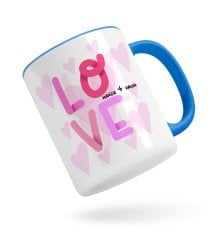 Kişiye Özel Love Tasarımlı Mavi Kupa Bardak-4