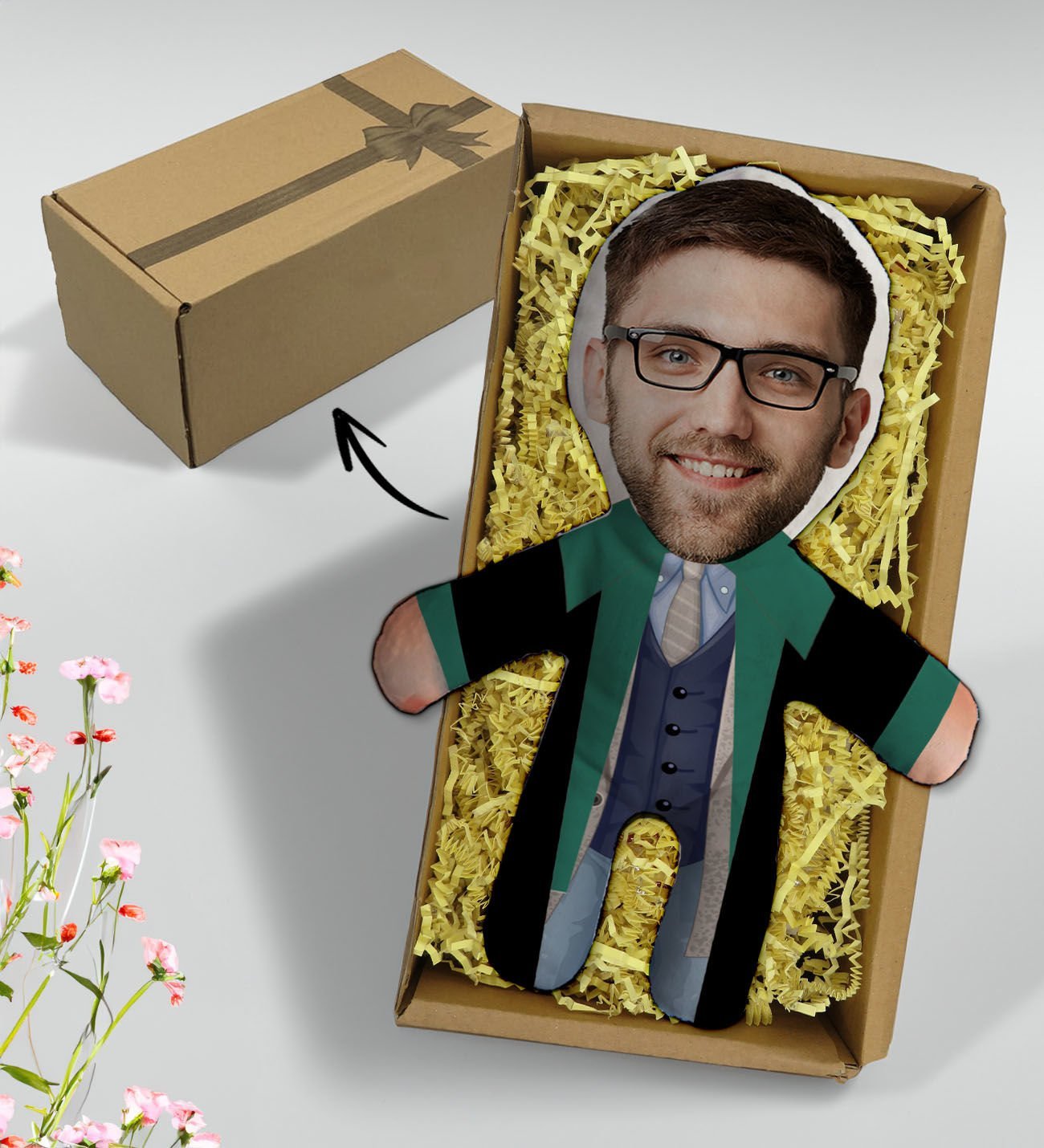 BK Gift Hediye Kutusunda Kişiye Özel Fotoğraflı Erkek Hakim Tasarımlı Bebek Yastık, Arkadaşa Hediye, Sevgiliye Hediye, Doğum Günü Hediyesi