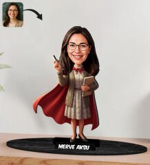 BK Gift Kişiye Özel Kadın Öğretmen Tasarımlı Karikatür Biblo -13, Öğretmene Hediye, Öğretmenler Günü Hediyesi