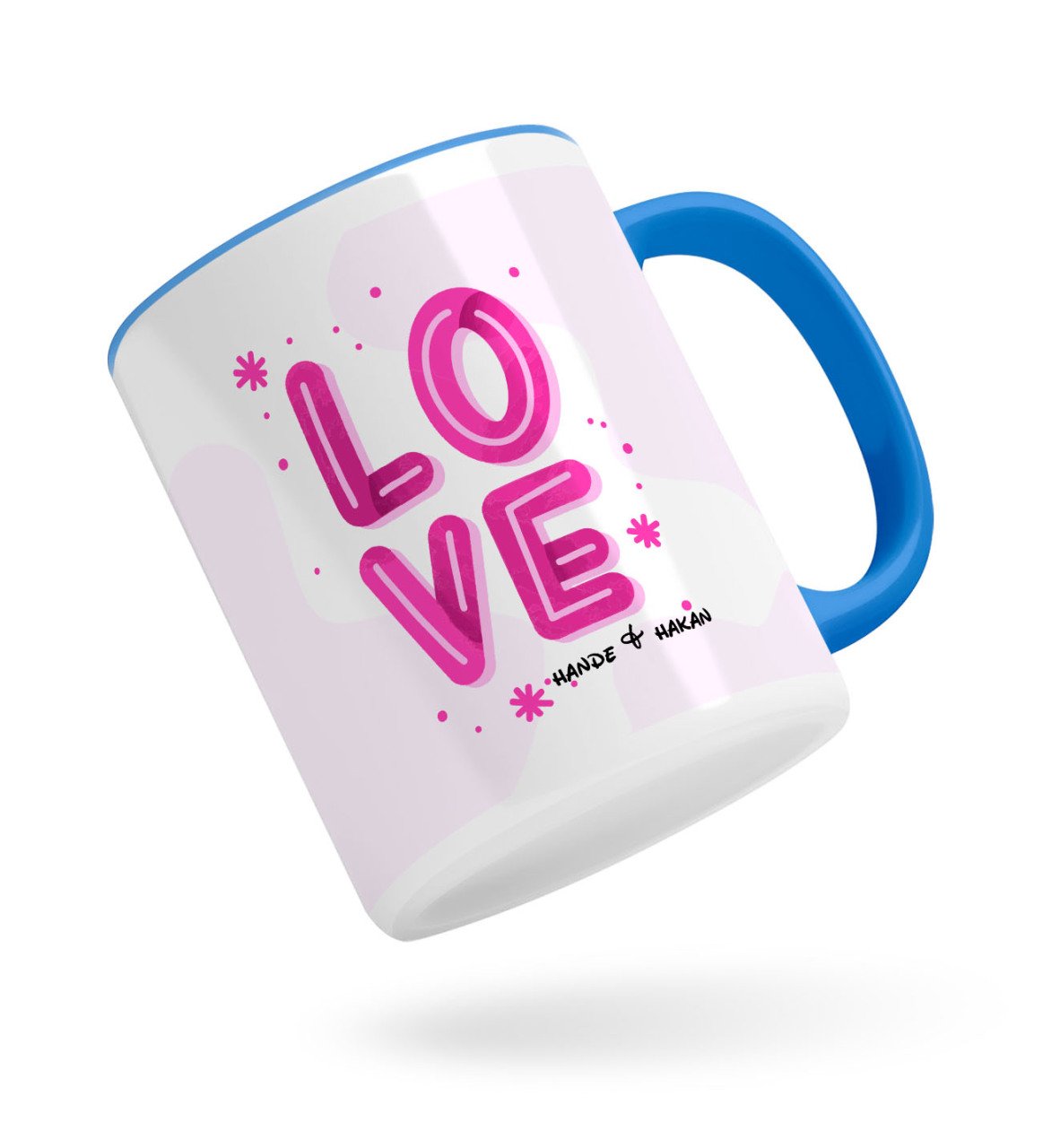 Kişiye Özel Love Tasarımlı Mavi Kupa Bardak-5