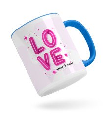 Kişiye Özel Love Tasarımlı Mavi Kupa Bardak-5