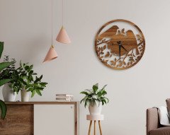 BK Home Dekoratif 45cm Ahşap Duvar Saati-50