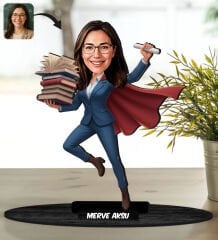 BK Gift Kişiye Özel Kadın Öğretmen Tasarımlı Karikatür Biblo -14, Öğretmene Hediye, Öğretmenler Günü Hediyesi