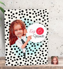 Kişiye Özel Kız Çocuk Yaş Karikatürlü Dekoratif Mini Kanvas Tablo 15x20cm-1