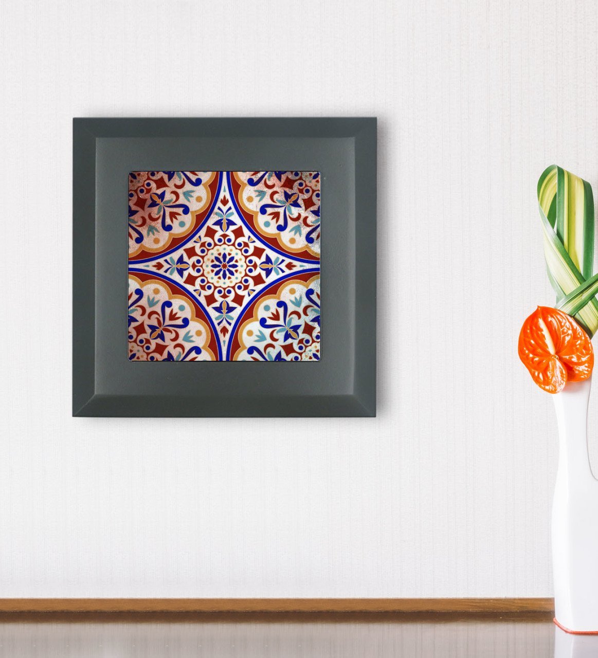 BK Gift Çini Tasarımlı Ahşap Çerçeveli Taş Duvar Dekoru-2