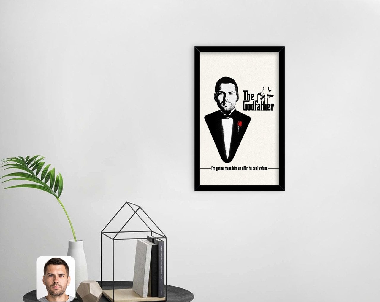 Kişiye Özel Godfather Baba Tasarımlı Dekoratif Ahşap Siyah Çerçeveli Tablo-8