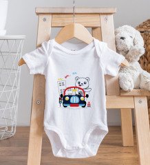 BK Kids Sevimli Sürücü Tasarımlı Bebek Body Zıbın - Model 1