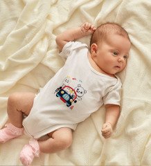 BK Kids Sevimli Sürücü Tasarımlı Bebek Body Zıbın - Model 1